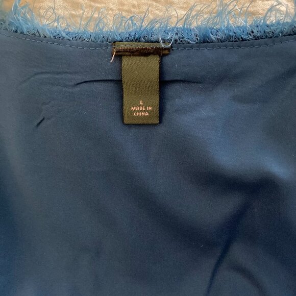 Excellent Condition, SZ L, Fuzzy Feathery Bolero Jacket, Teal Blue - Picture 5 of 6